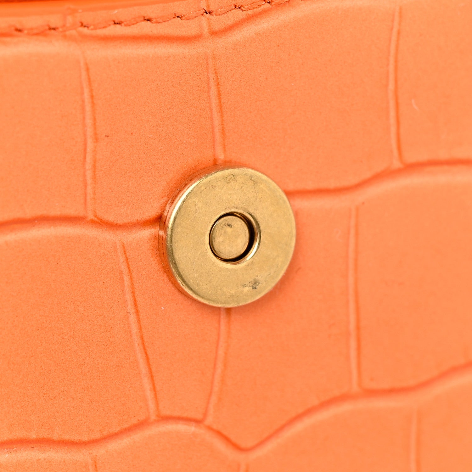 Balenciaga Shiny Calfskin Crocodile Embossed Hourglass Top Handle Bag Mini Orange 27 of 31