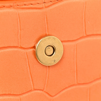 Balenciaga Shiny Calfskin Crocodile Embossed Hourglass Top Handle Bag Mini Orange 27 of 31