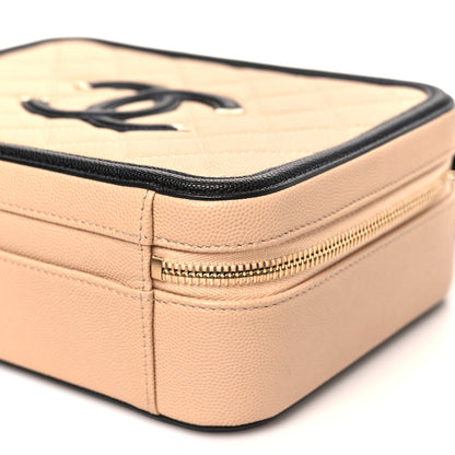 Chanel Caviar Quilted Medium CC Filigree Vanity Case Beige Black 10 of 10