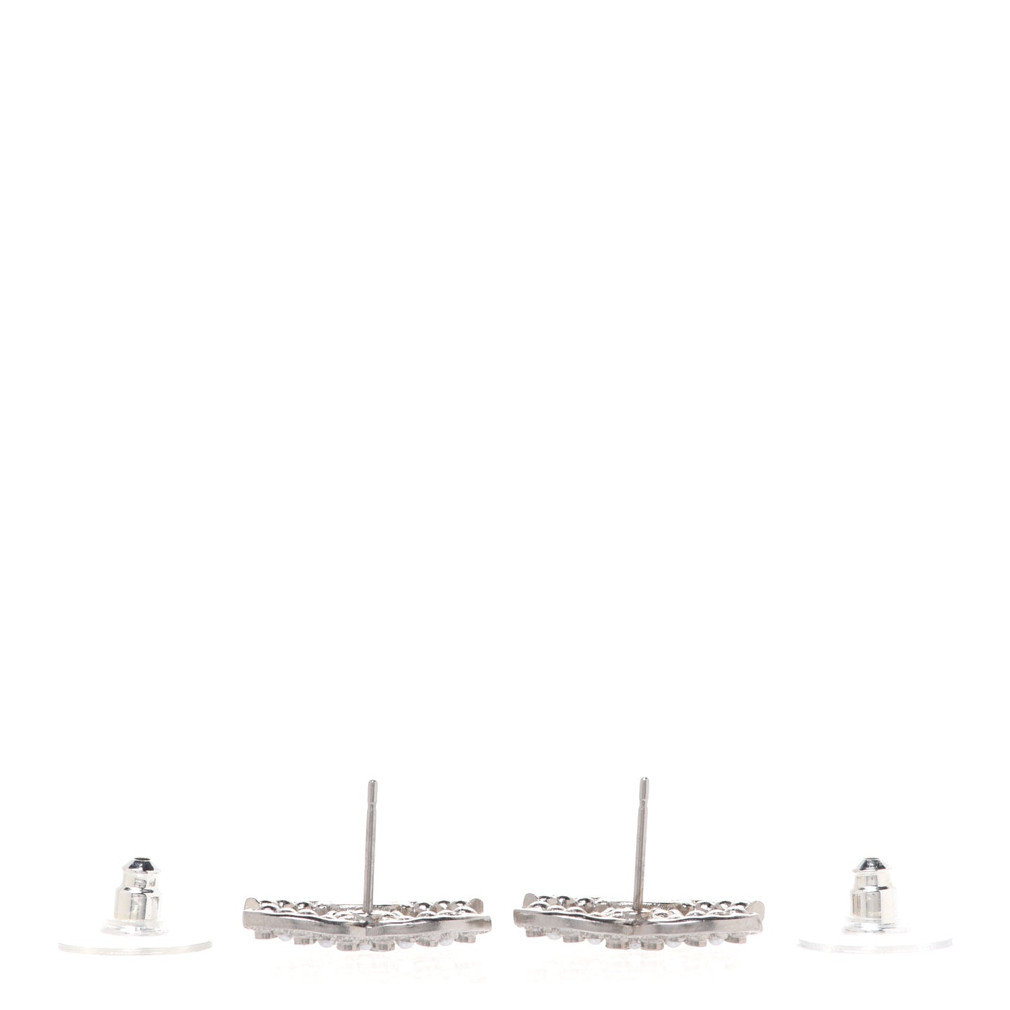 Crystal Pearl CC Earrings Silver