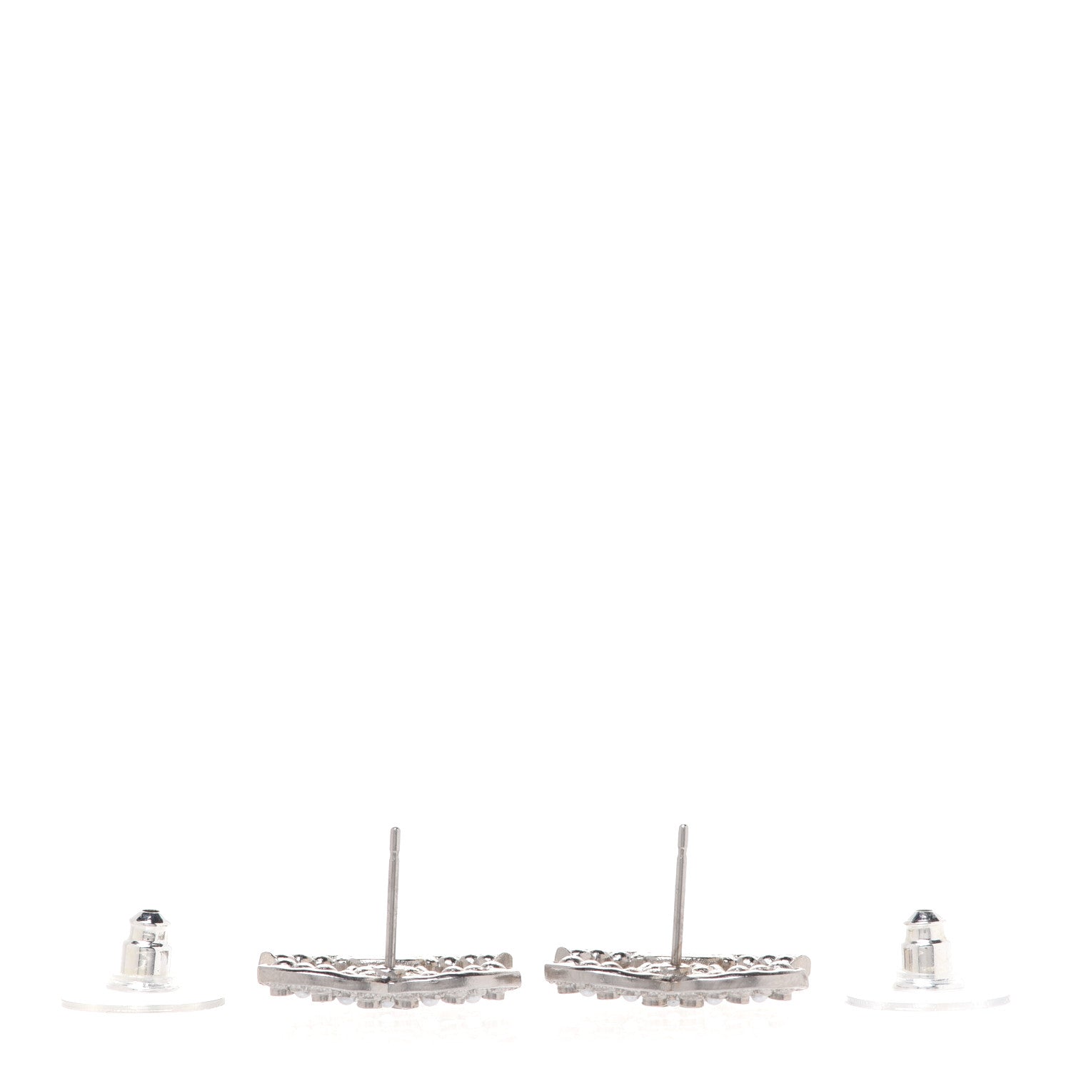 Chanel Crystal Pearl CC Earrings Silver 3 of 5