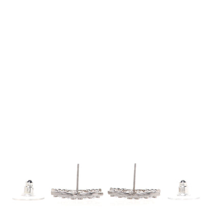 Chanel Crystal Pearl CC Earrings Silver 3 of 5