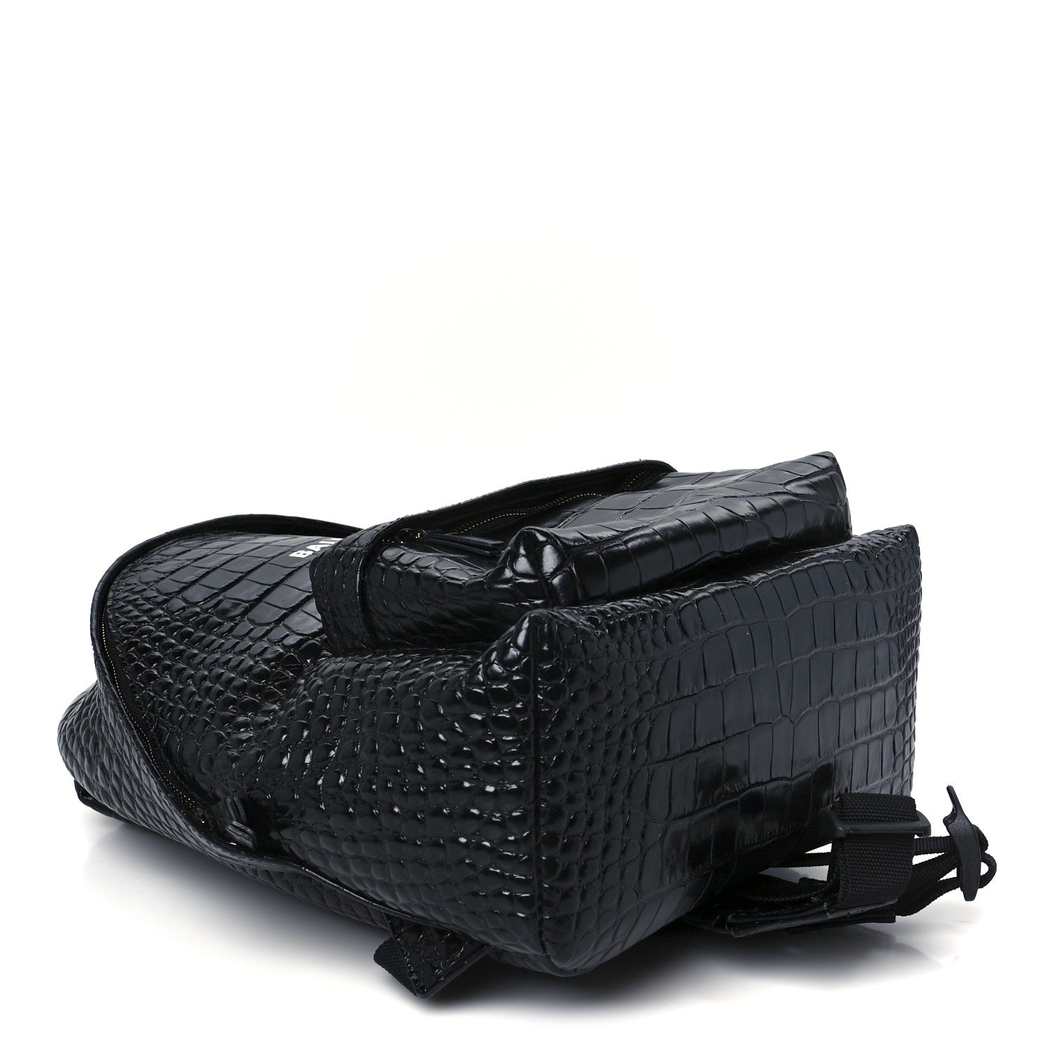 Balenciaga Calfskin Logo Crocodile Embossed Small Everyday Backpack Black 4 of 11