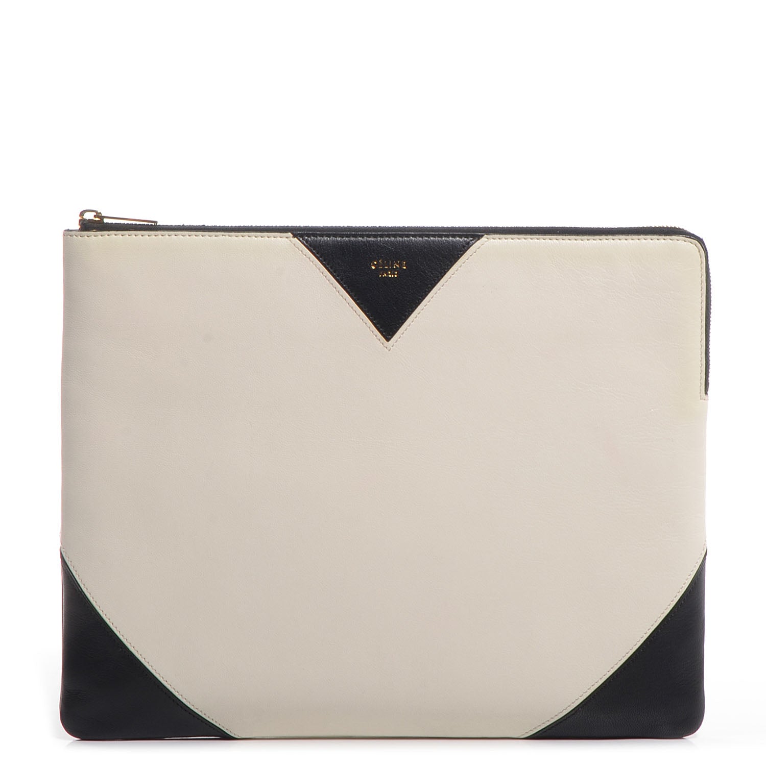 Celine Lambskin Bi-Color Coeur iPad Clutch Black White 1 of 8