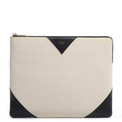 Celine Lambskin Bi-Color Coeur iPad Clutch Black White 1 of 8