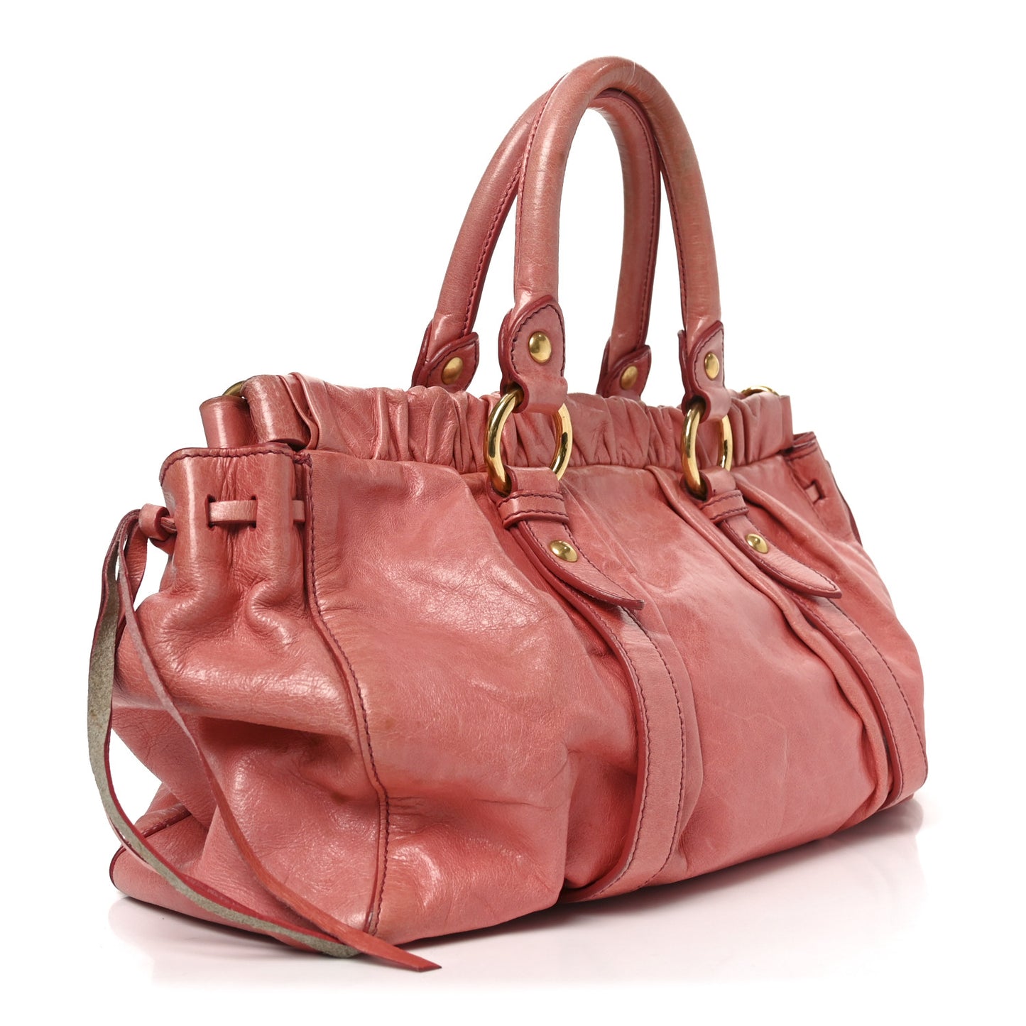 Vitello Lux Gathered Tote Rosa