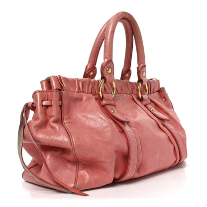 Miu Miu Vitello Lux Gathered Tote Rosa 2 of 9