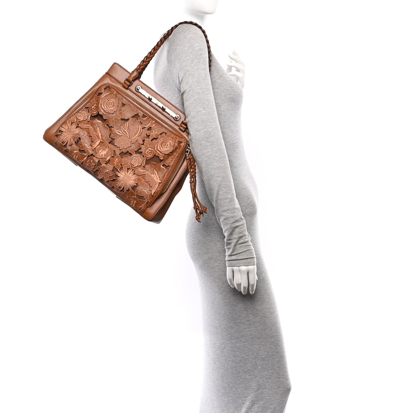 Vitello Lace Demetra Satchel Cognac