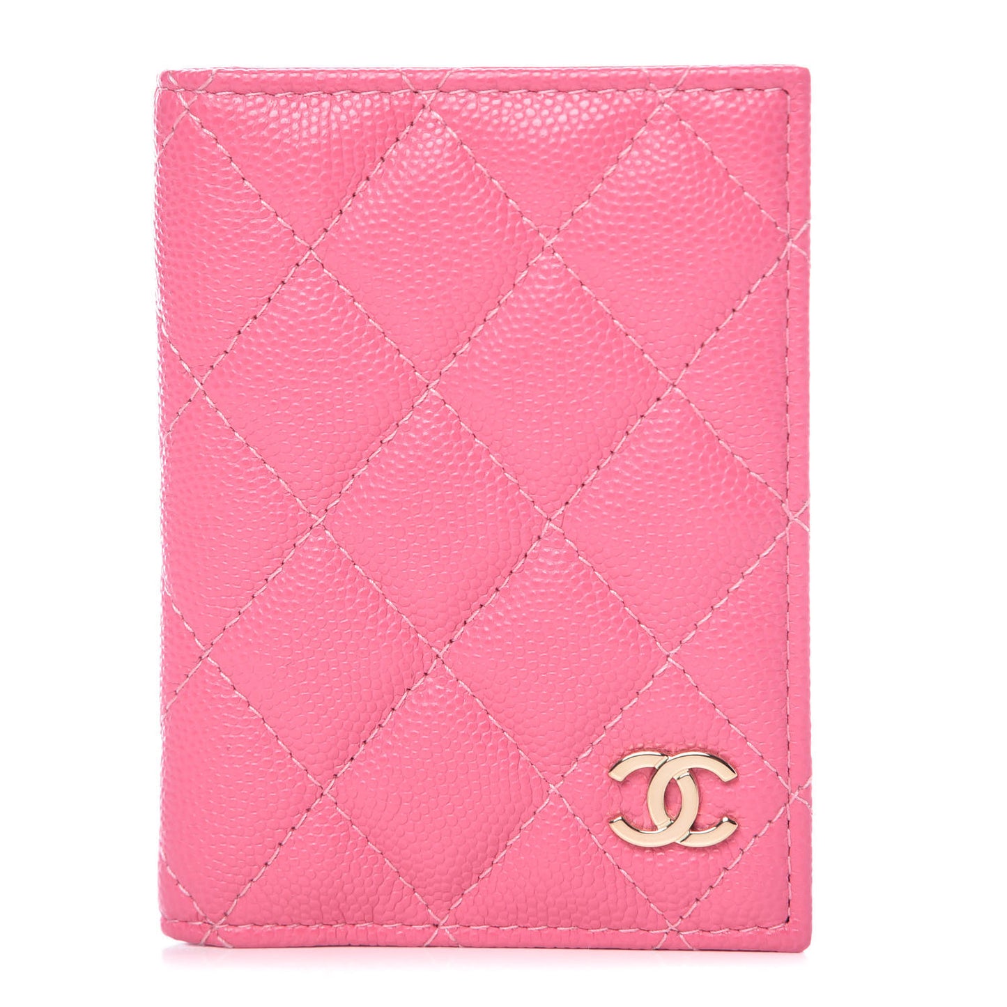 Caviar Quilted Card Holder Wallet Pink