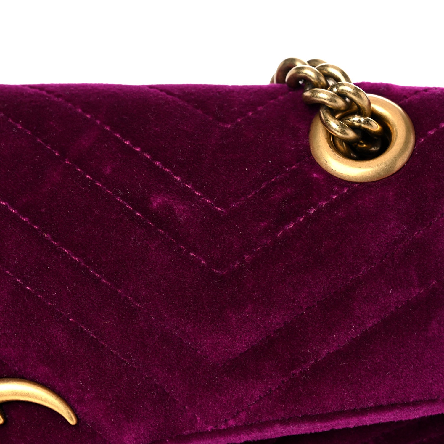 Gucci Velvet Matelasse Small GG Marmont Shoulder Bag Fuchsia Violet Cyclamen 20 of 22