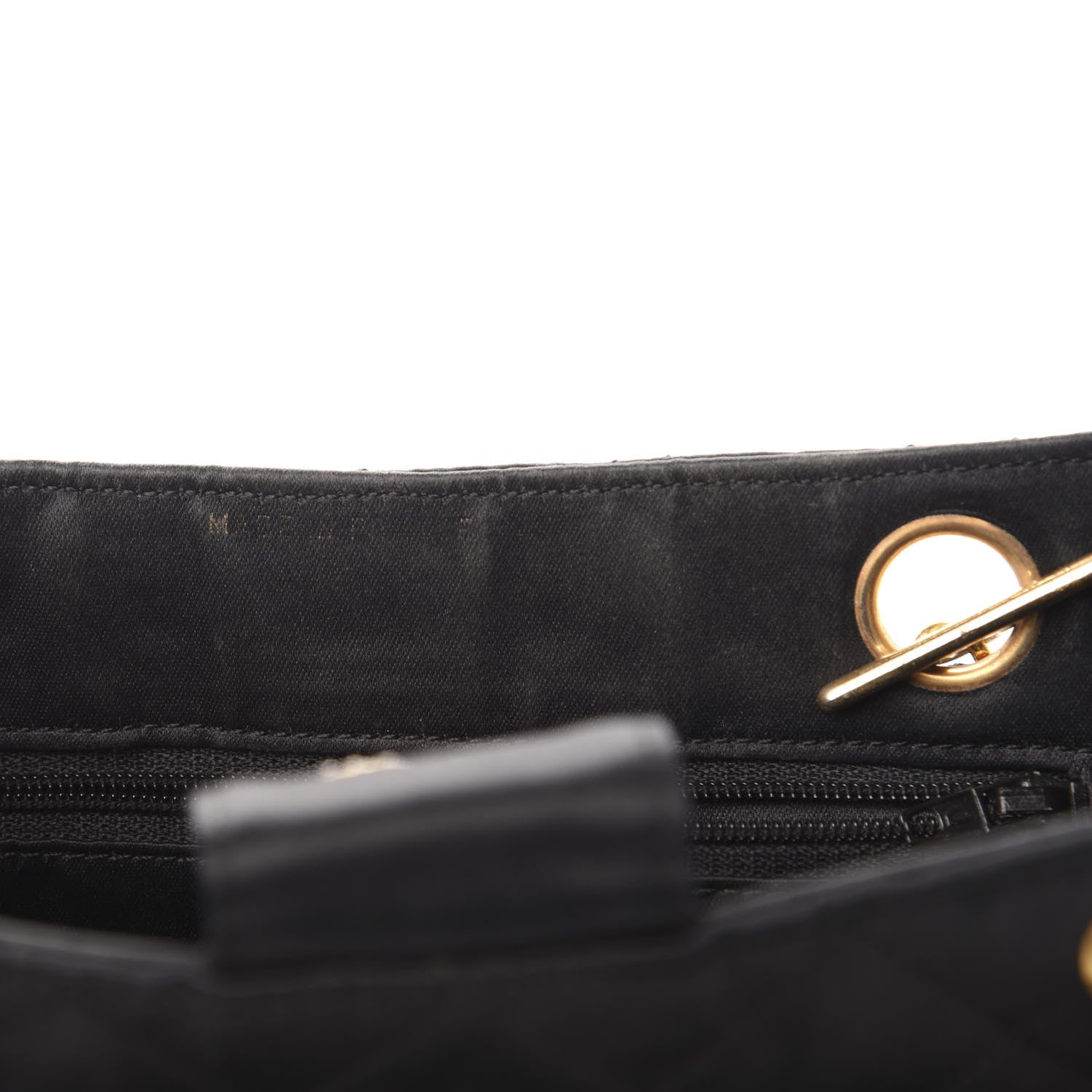 Chanel Satin Quilted Crystal CC Shoulder Bag Black 7 of 10