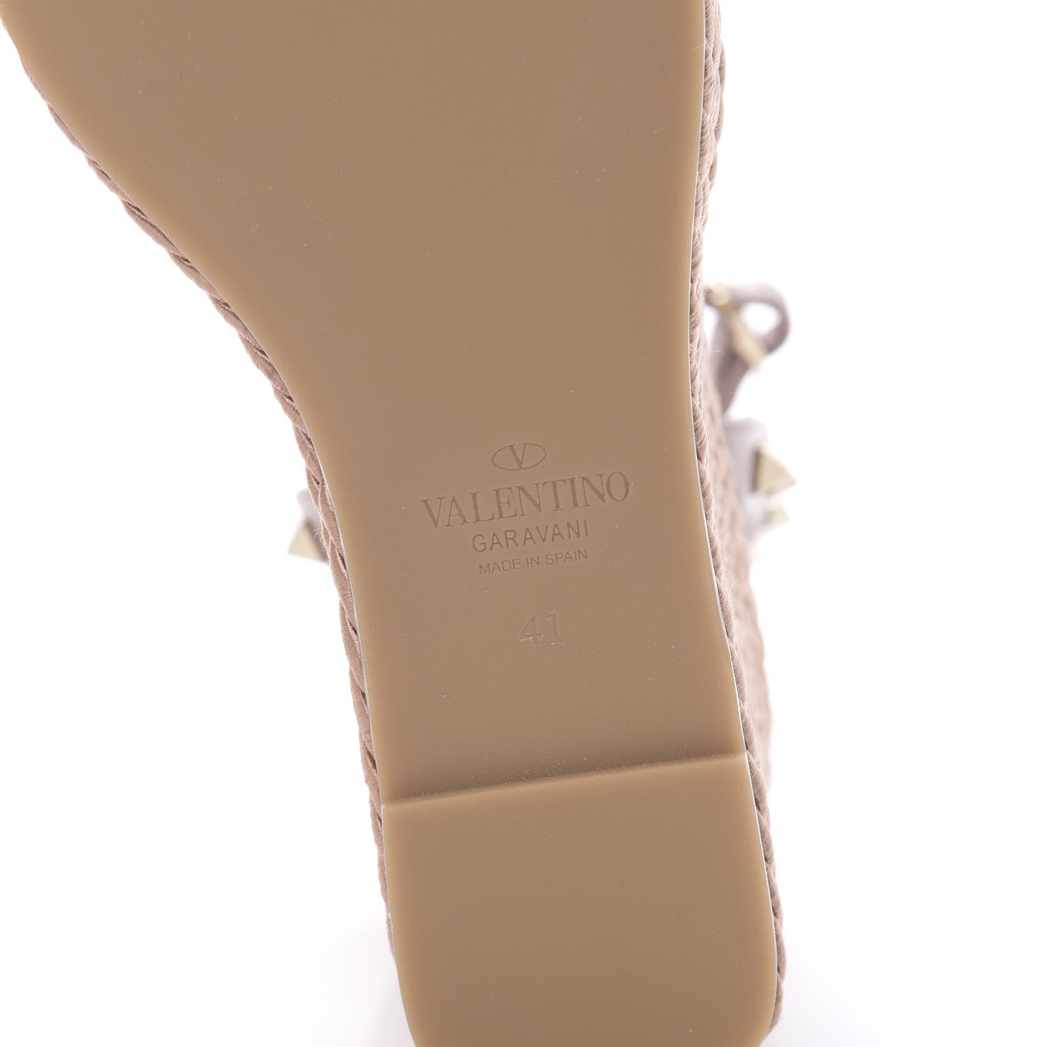 Valentino Garavani Calfskin Rockstud Ankle Strap Torchon Espadrille 25/95mm Wedge Sandals 41 Poudre 6 of 8