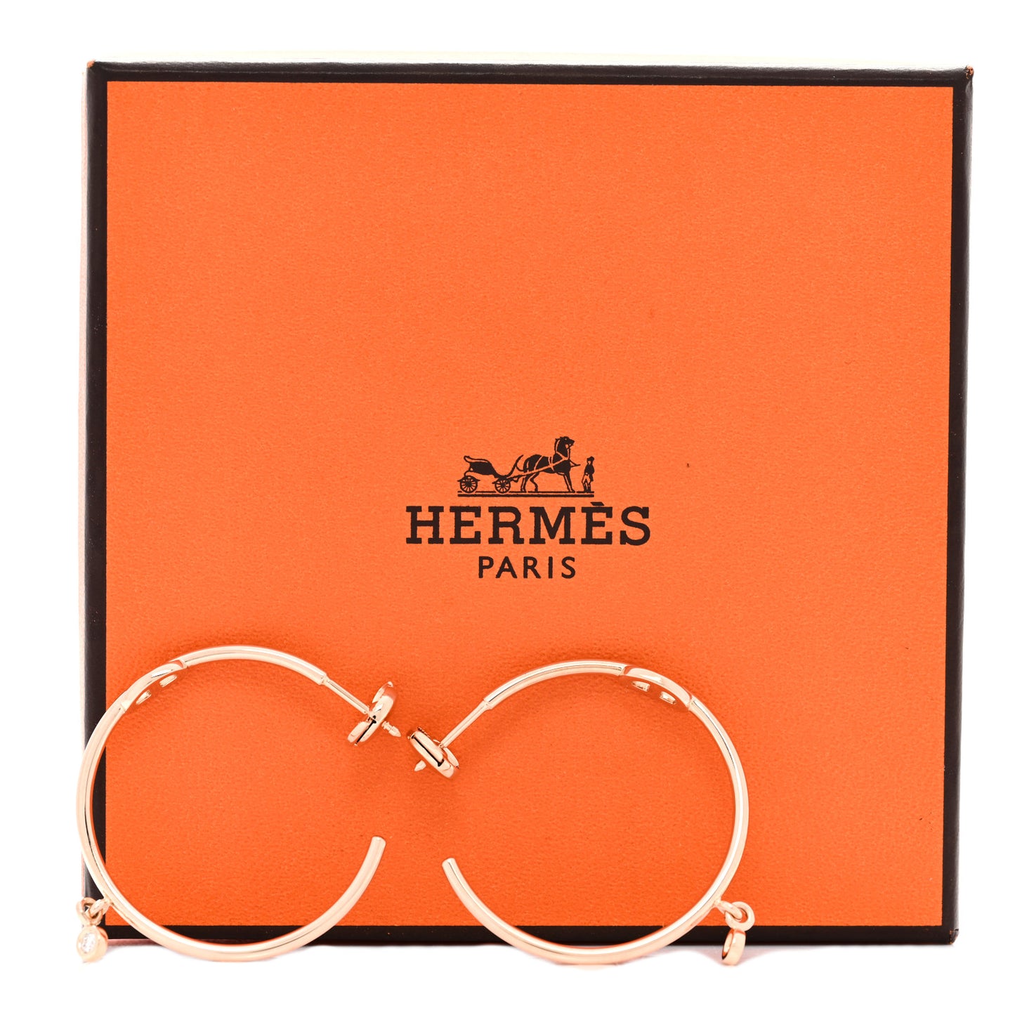 18K Rose Gold Diamond Chaine d'Ancre Enchainee Hoop Earrings