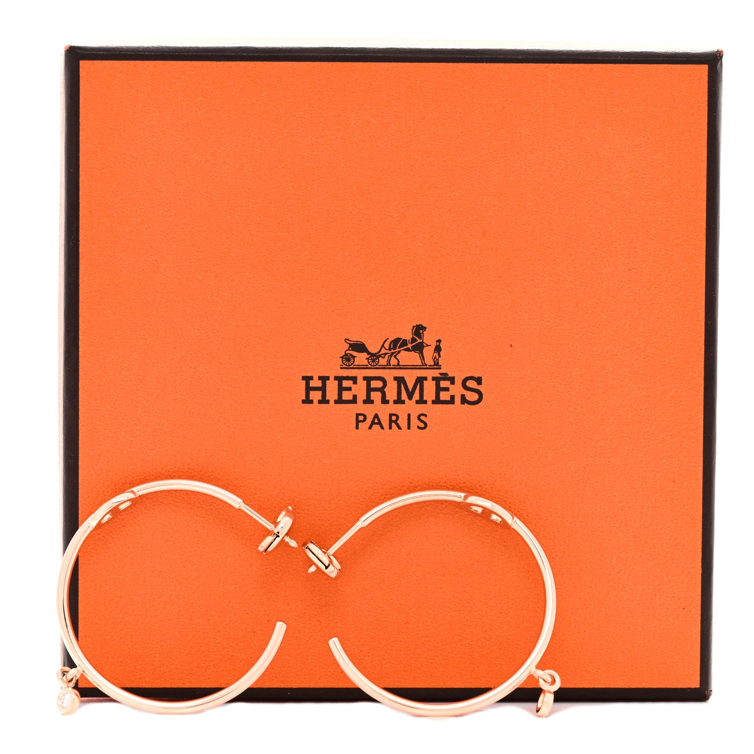 Hermes 18K Rose Gold Diamond Chaine d'Ancre Enchainee Hoop Earrings 5 of 5