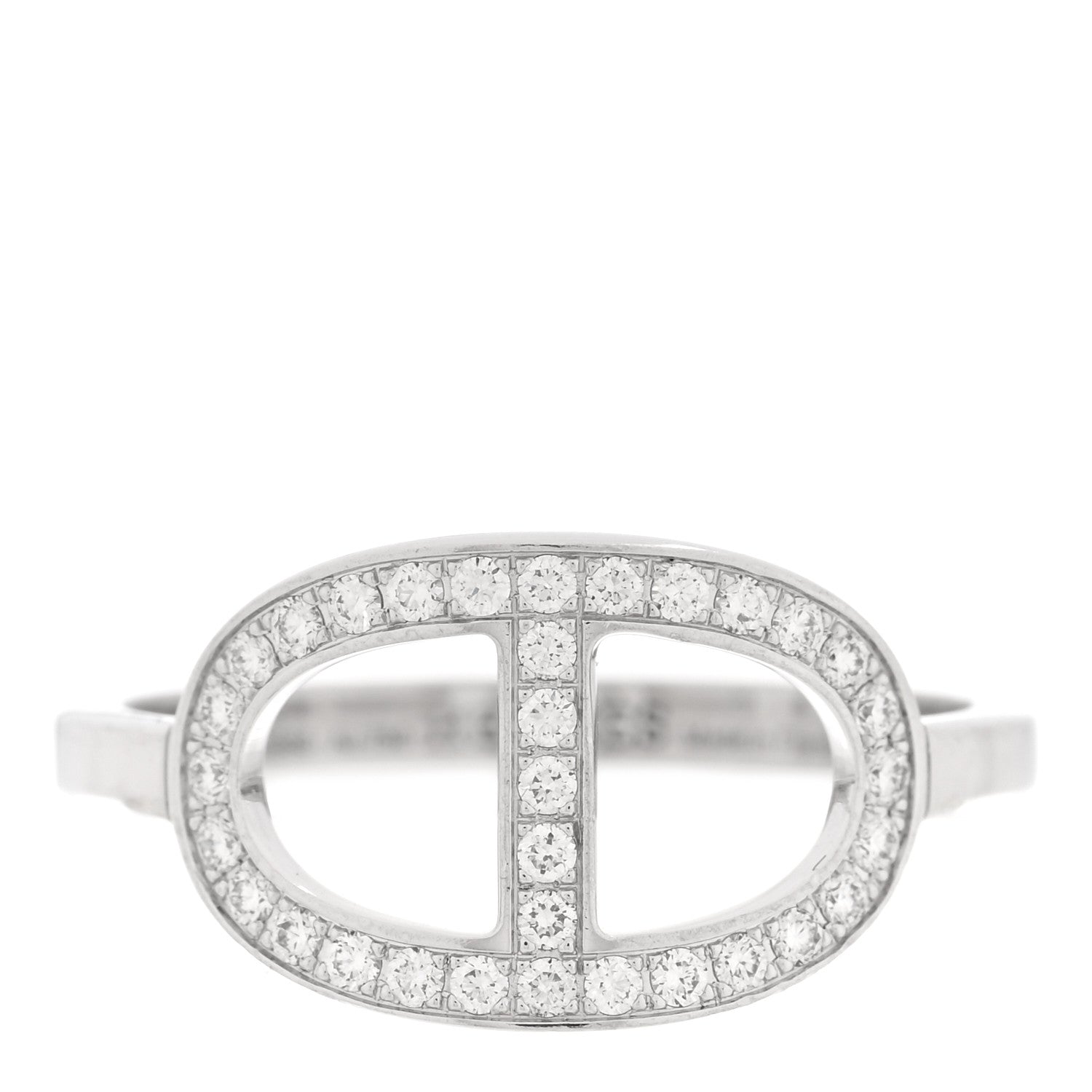 Hermes 18K White Gold Diamond MM Chaine d'Ancre Contour Ring 54 6.75 1 of 5