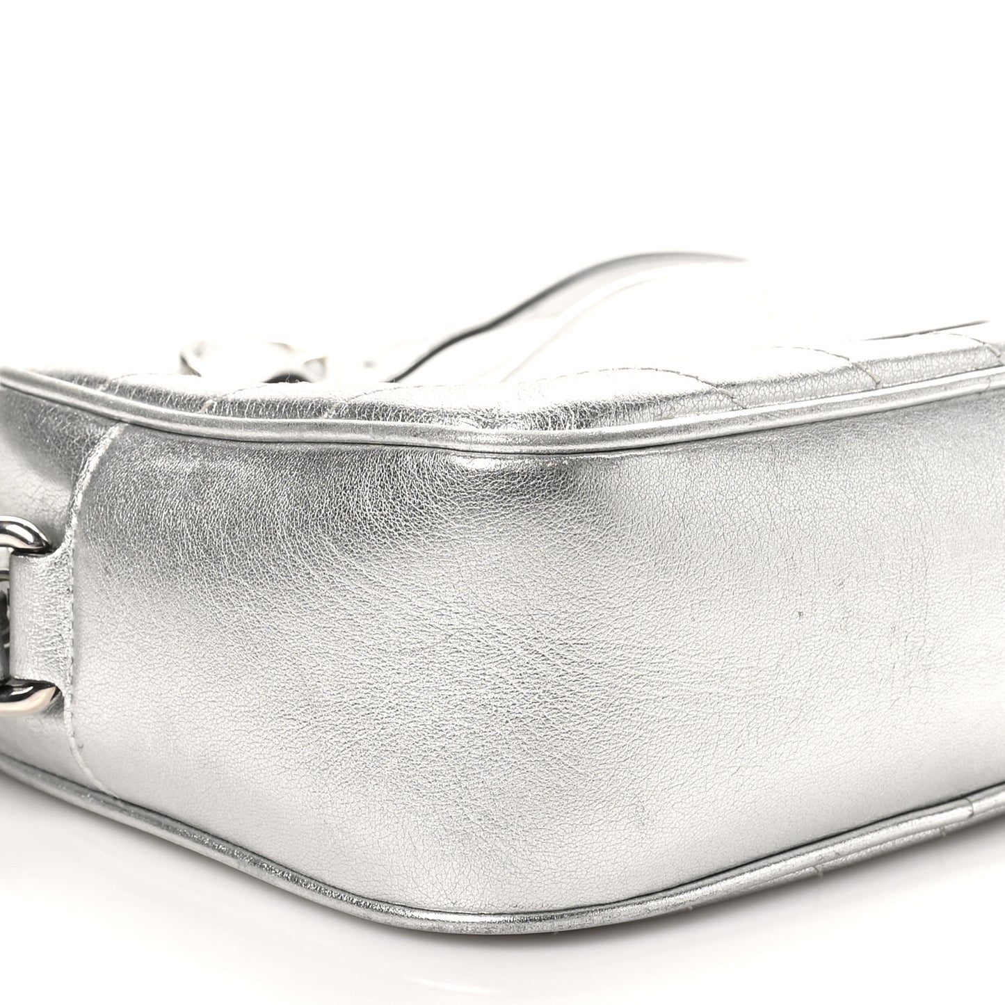 Metallic Sakai Be Green Calfskin Diagonal Stitched Small Blondie Shoulder Bag Silver