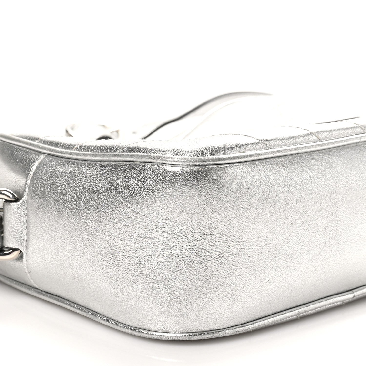 Gucci Metallic Sakai Be Green Calfskin Diagonal Stitched Small Blondie Shoulder Bag Silver 9 of 10
