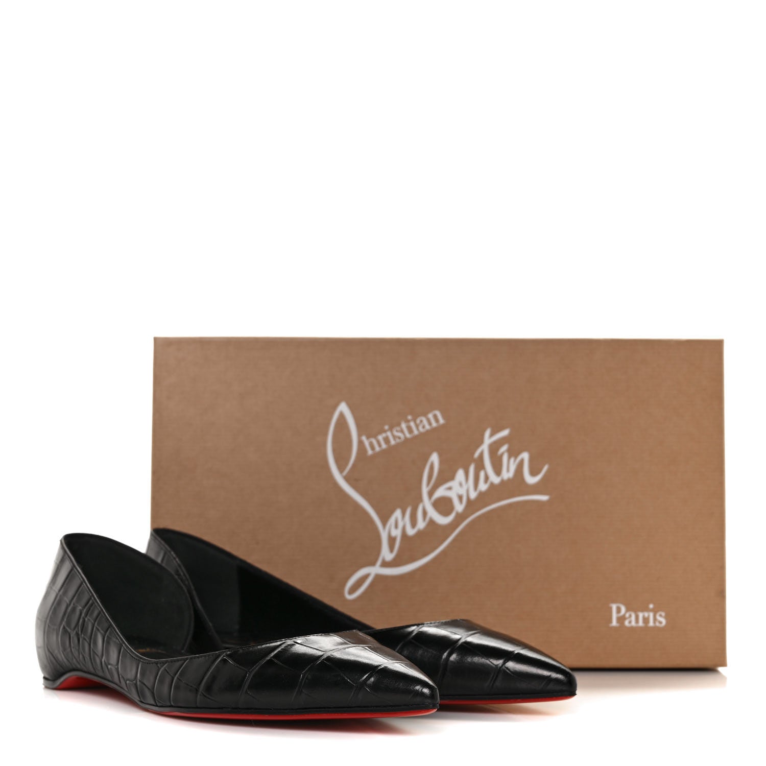 Christian Louboutin Crocodile Embossed Calfskin Iriza Flats 40.5 Black 8 of 8