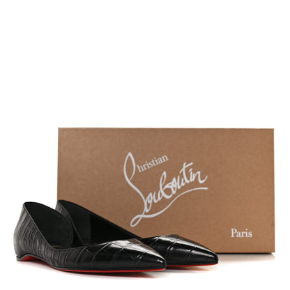 Christian Louboutin Crocodile Embossed Calfskin Iriza Flats 40.5 Black 8 of 8