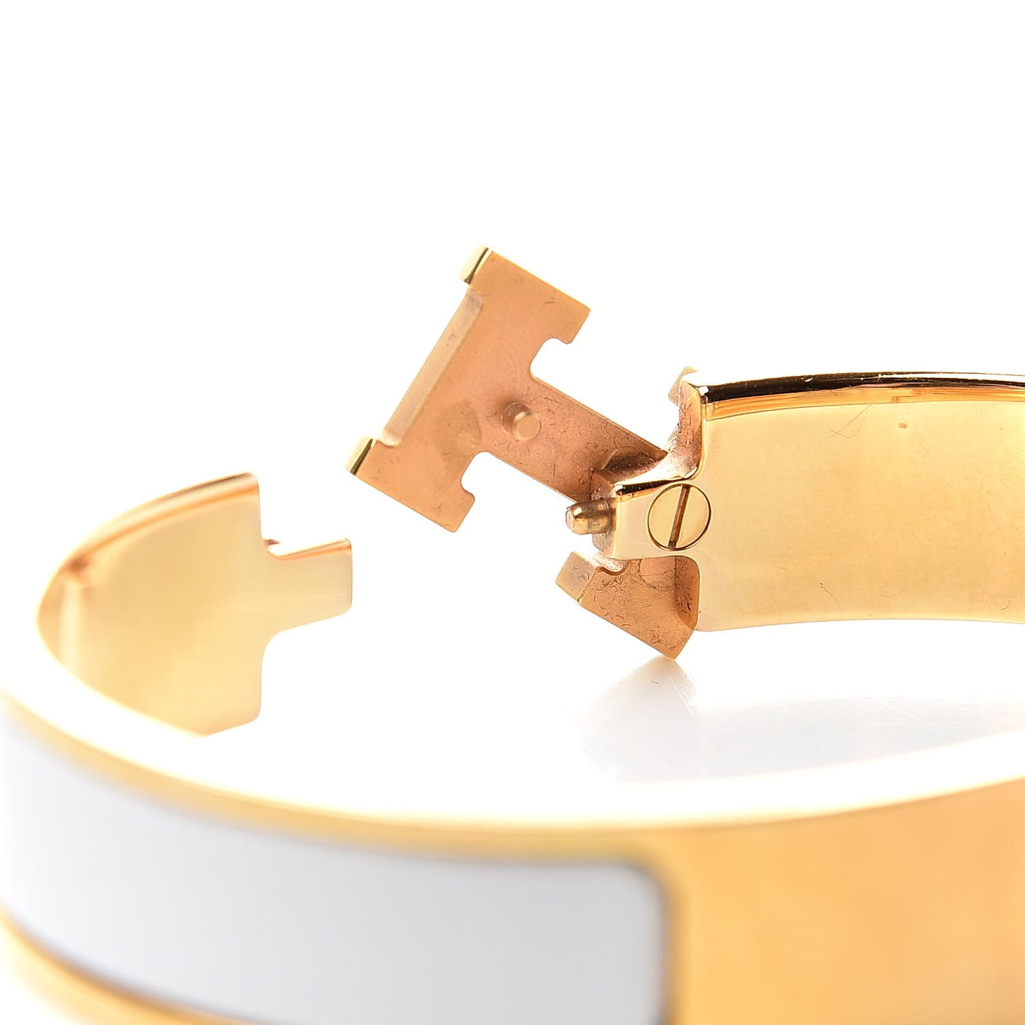 Enamel Narrow Clic Clac H Bracelet PM White