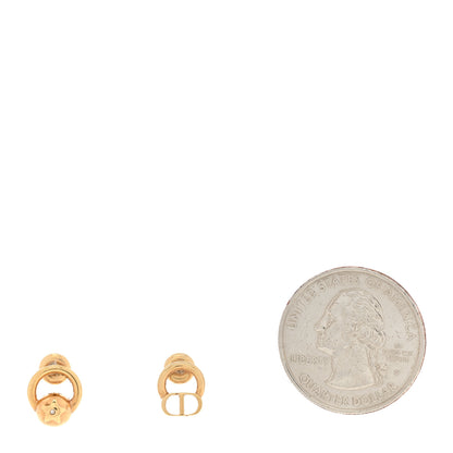 Christian Dior Metal CD Stud Earrings Gold 2 of 4