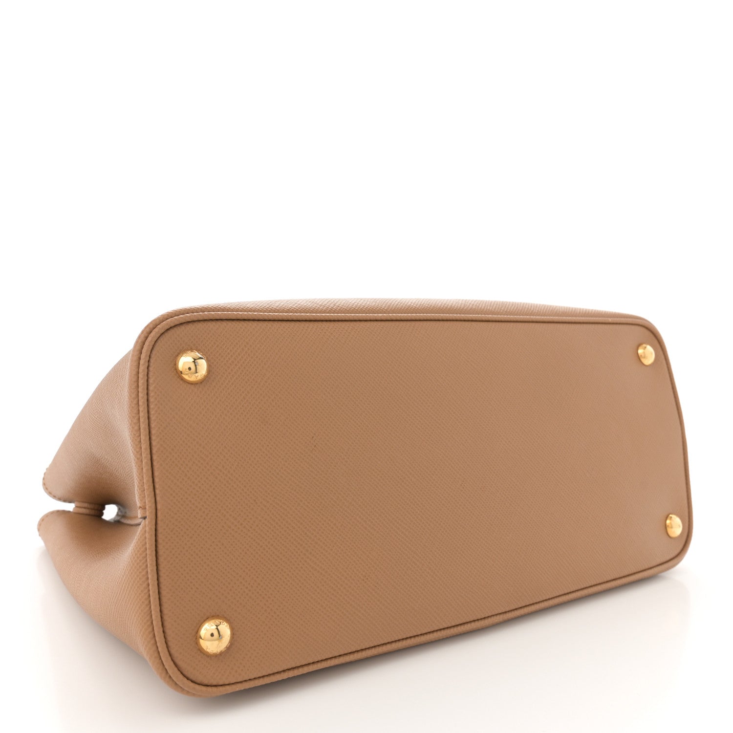 Prada Saffiano Cuir Bi-Color Medium Double Bag Caramel Marmo
