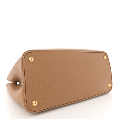 Prada Saffiano Cuir Bi-Color Medium Double Bag Caramel Marmo 4 of 13