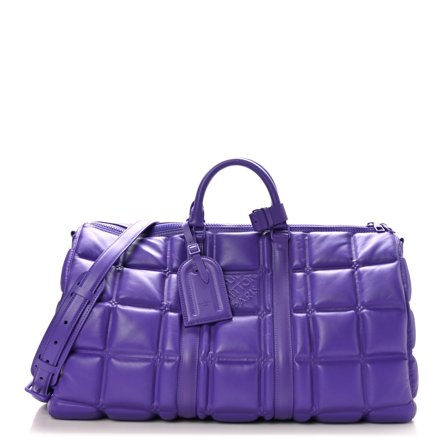Calfskin Puffy Keepall 50 Bandouliere Violet