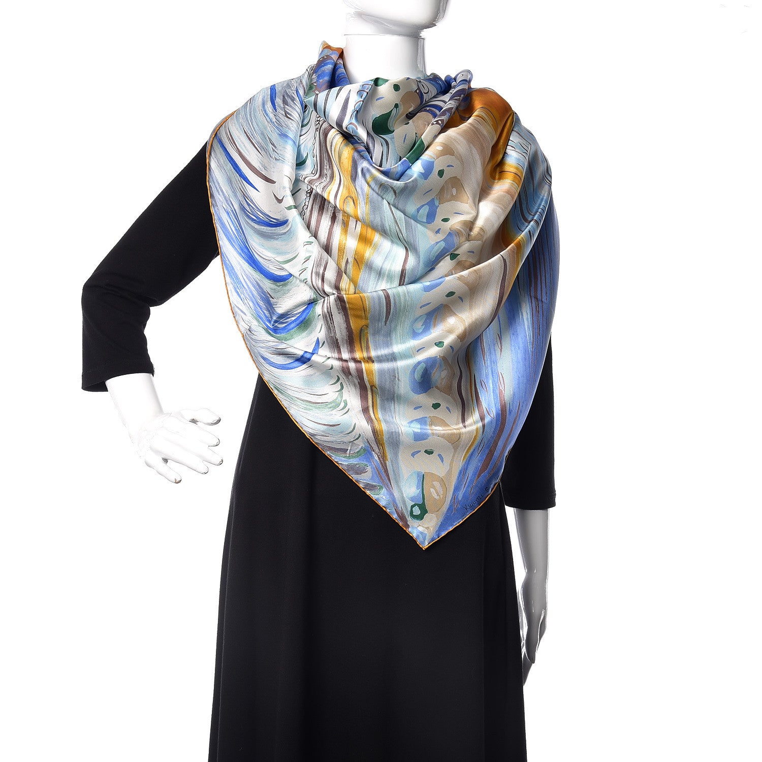 Hermes Silk Geant Larubizana Le Bouclier de la Beaute Scarf 140 Lavande Gold Beige 2 of 6
