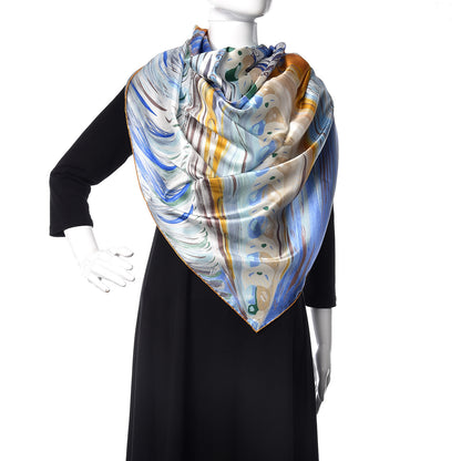 Hermes Silk Geant Larubizana Le Bouclier de la Beaute Scarf 140 Lavande Gold Beige 2 of 6