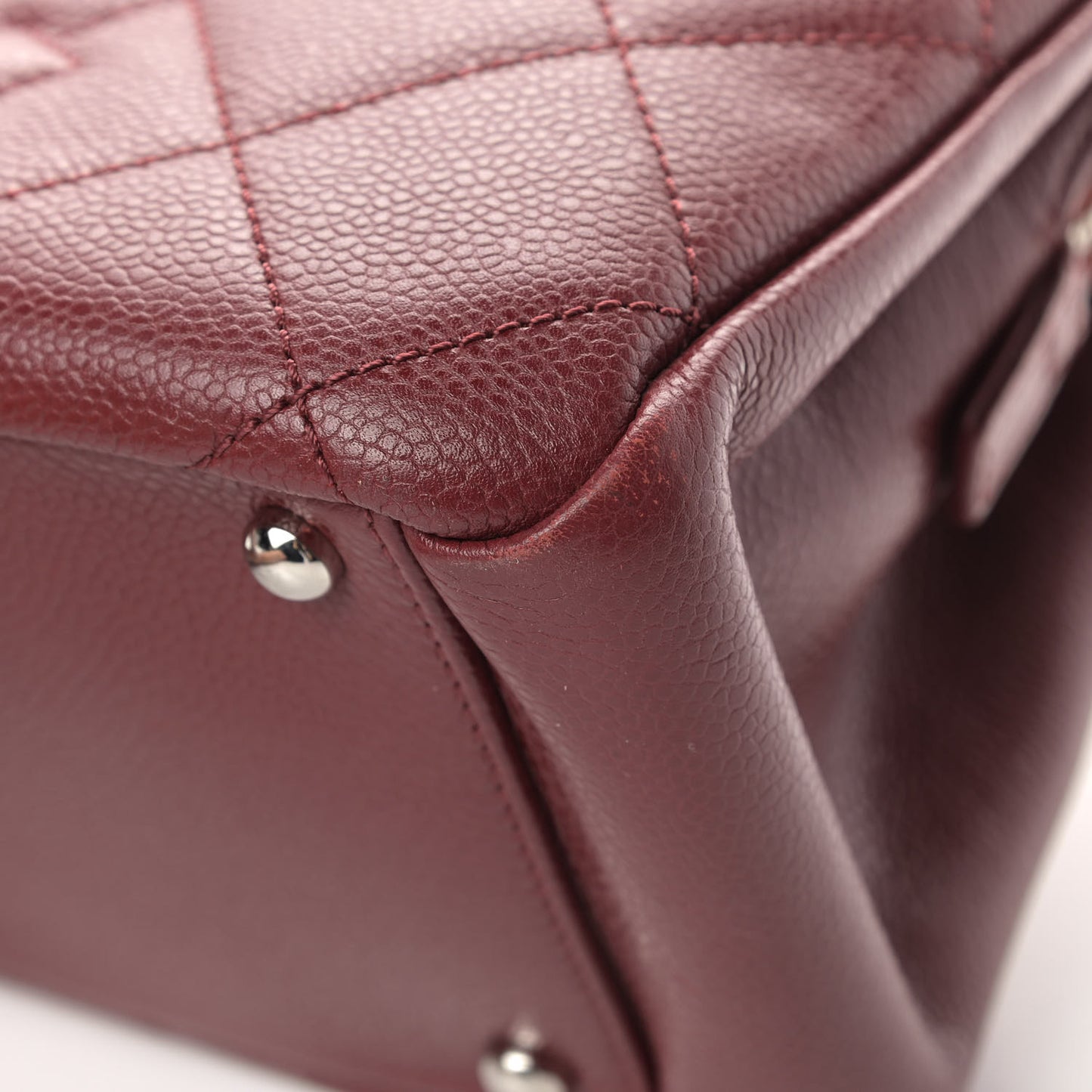 Caviar Quilted Timeless CC Soft Tote Dark Red