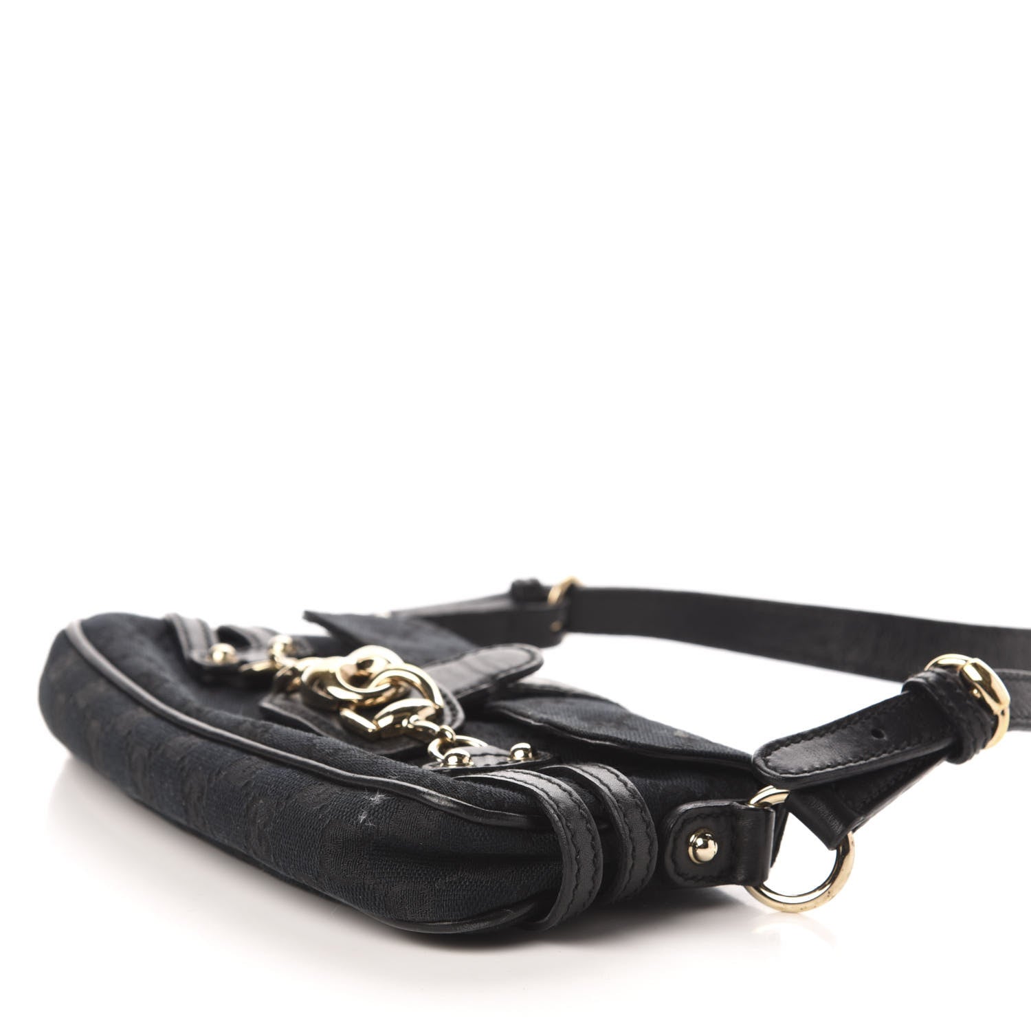 Gucci Monogram Horsebit Chain Flap Shoulder Bag Black 9 of 10