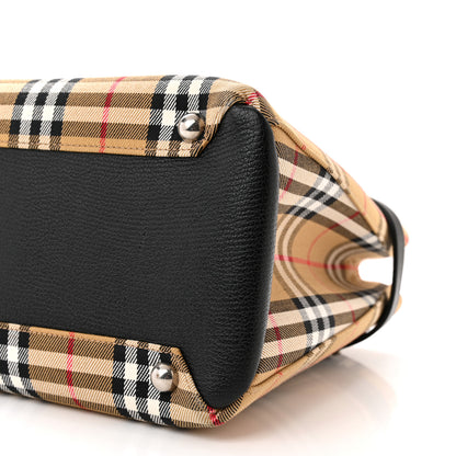 Burberry Goatskin Vintage Check Medium Banner Tote Black 11 of 15