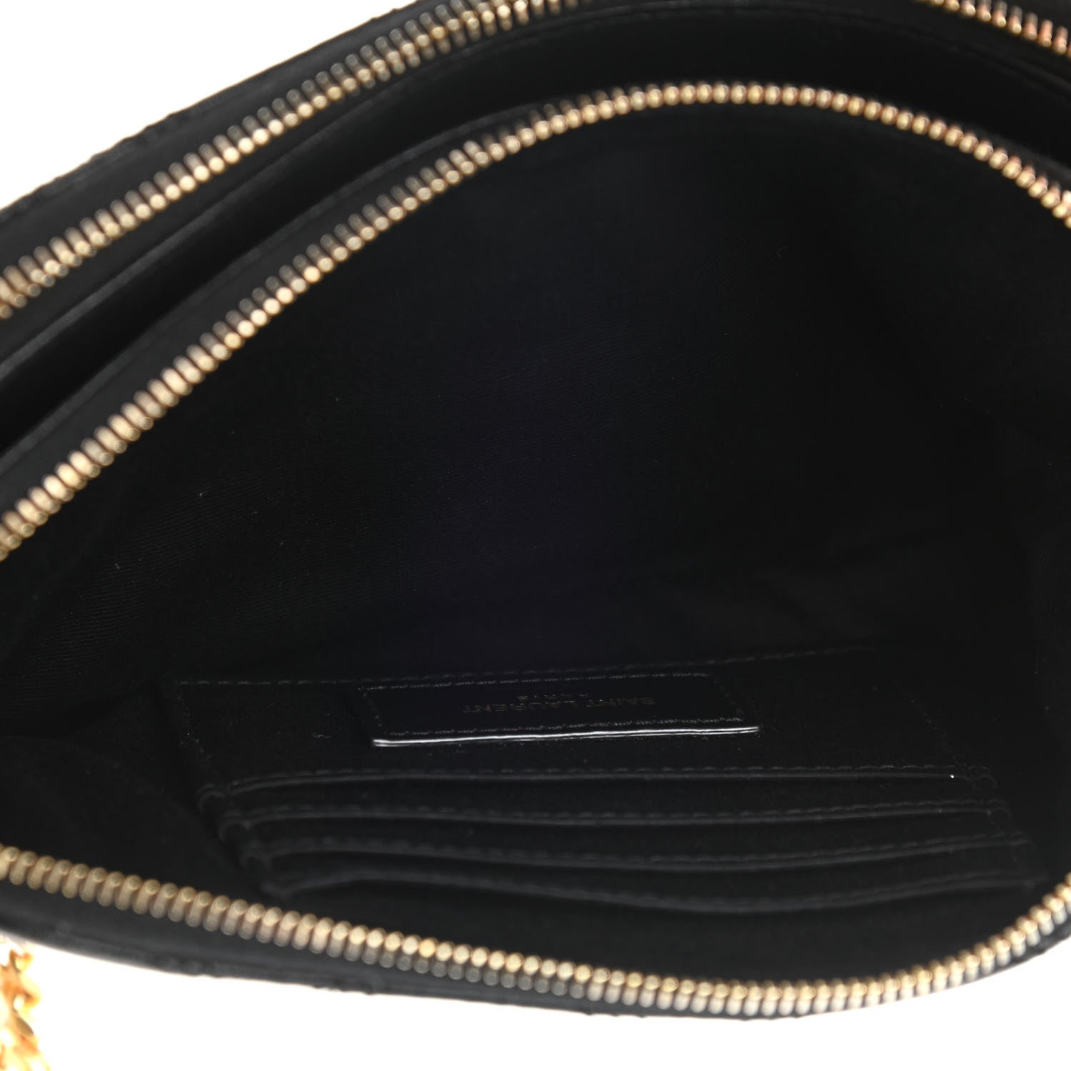 Saint Laurent Grained Lambskin Quilted Mini Becky Double Zip Bag Black 7 of 10