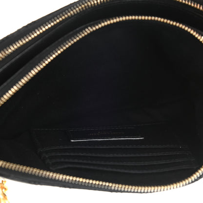 Saint Laurent Grained Lambskin Quilted Mini Becky Double Zip Bag Black 7 of 10