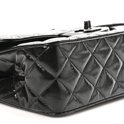 Chanel Shiny Crumpled Calfskin Quilted Small Double Flap So Black 9 of 10