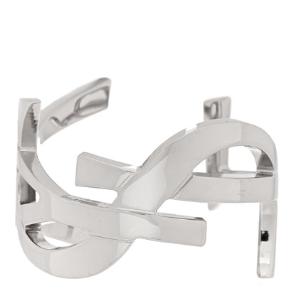 Saint Laurent Brass Monogram Cuff Bracelet Palladium 1 of 4