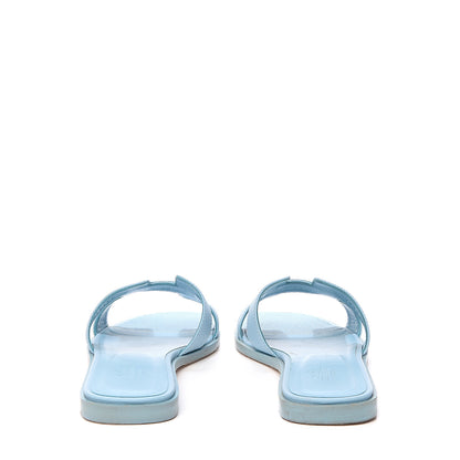 Hermes Epsom Oran Sandals 37.5 Bleu Littoral 7 of 11