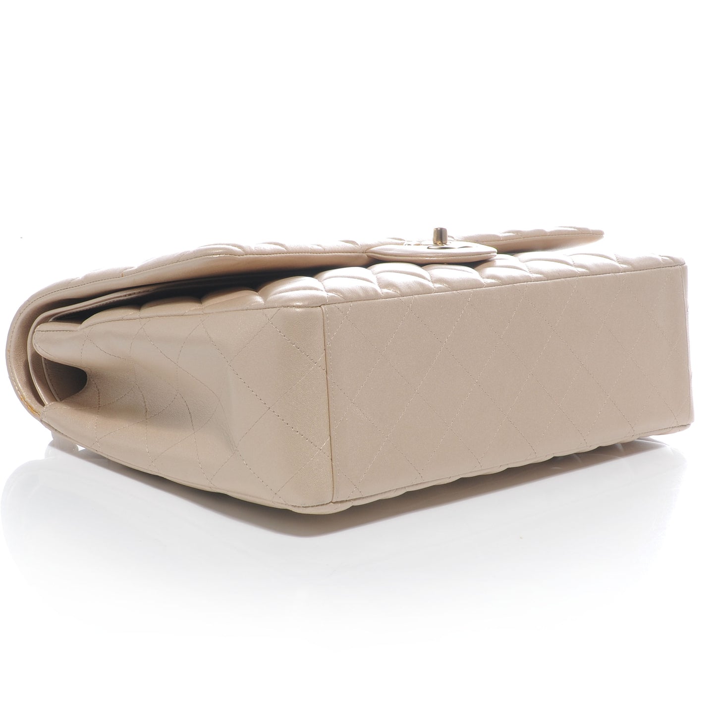 Lambskin Quilted Maxi Double Flap Pearl