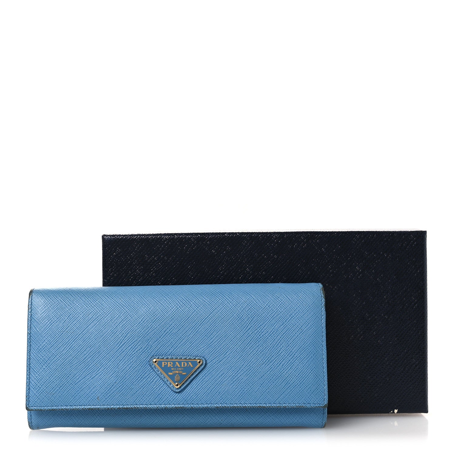 Prada Saffiano Triangle Continental Flap Travel Wallet Mare 13 of 13