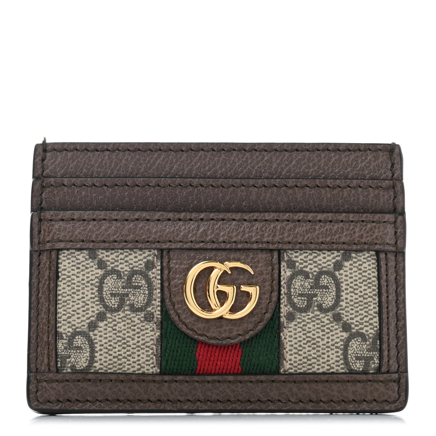 GG Supreme Monogram Ophidia Card Holder Brown