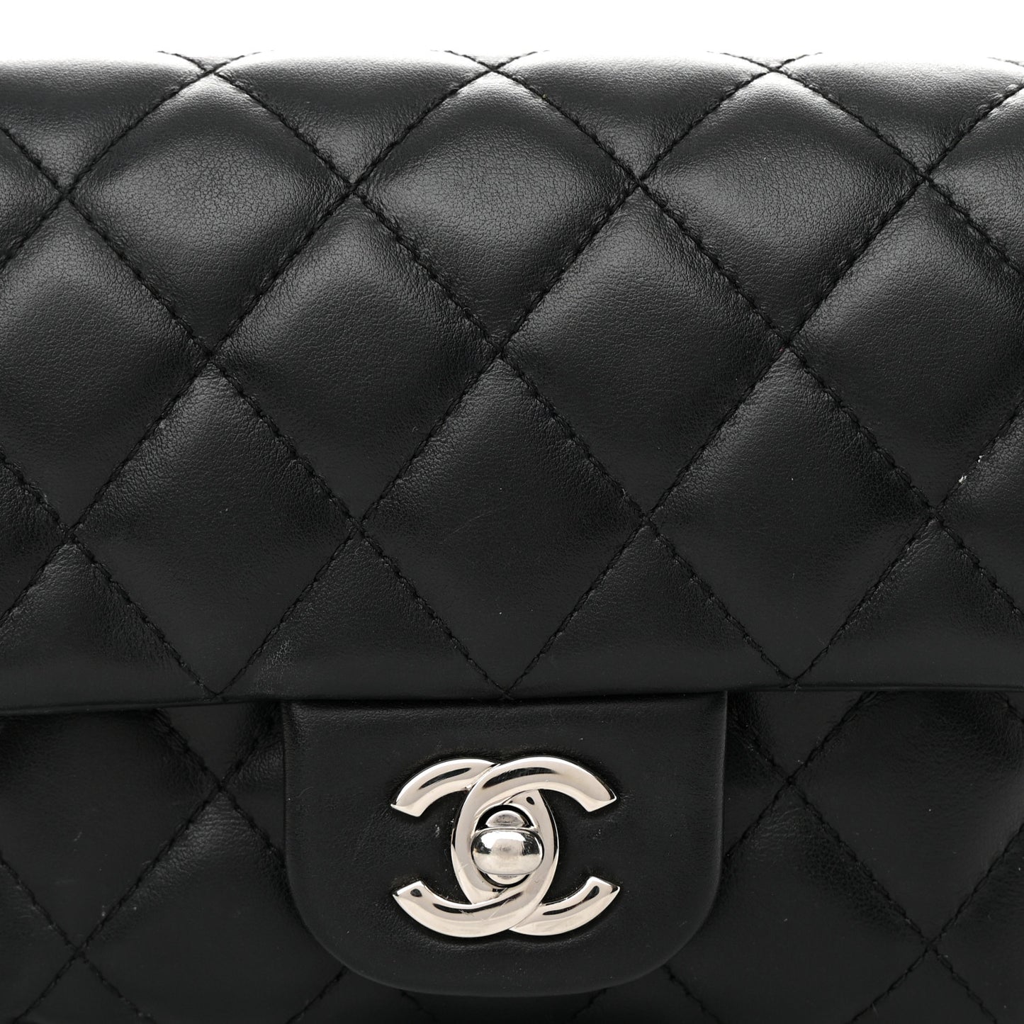 Calfskin Quilted CC Uniform Flap Belt Bag Black