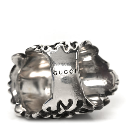 Gucci Metal Crystal Lion Head Ring  49 4.75 Black Aged Silver 4 of 4