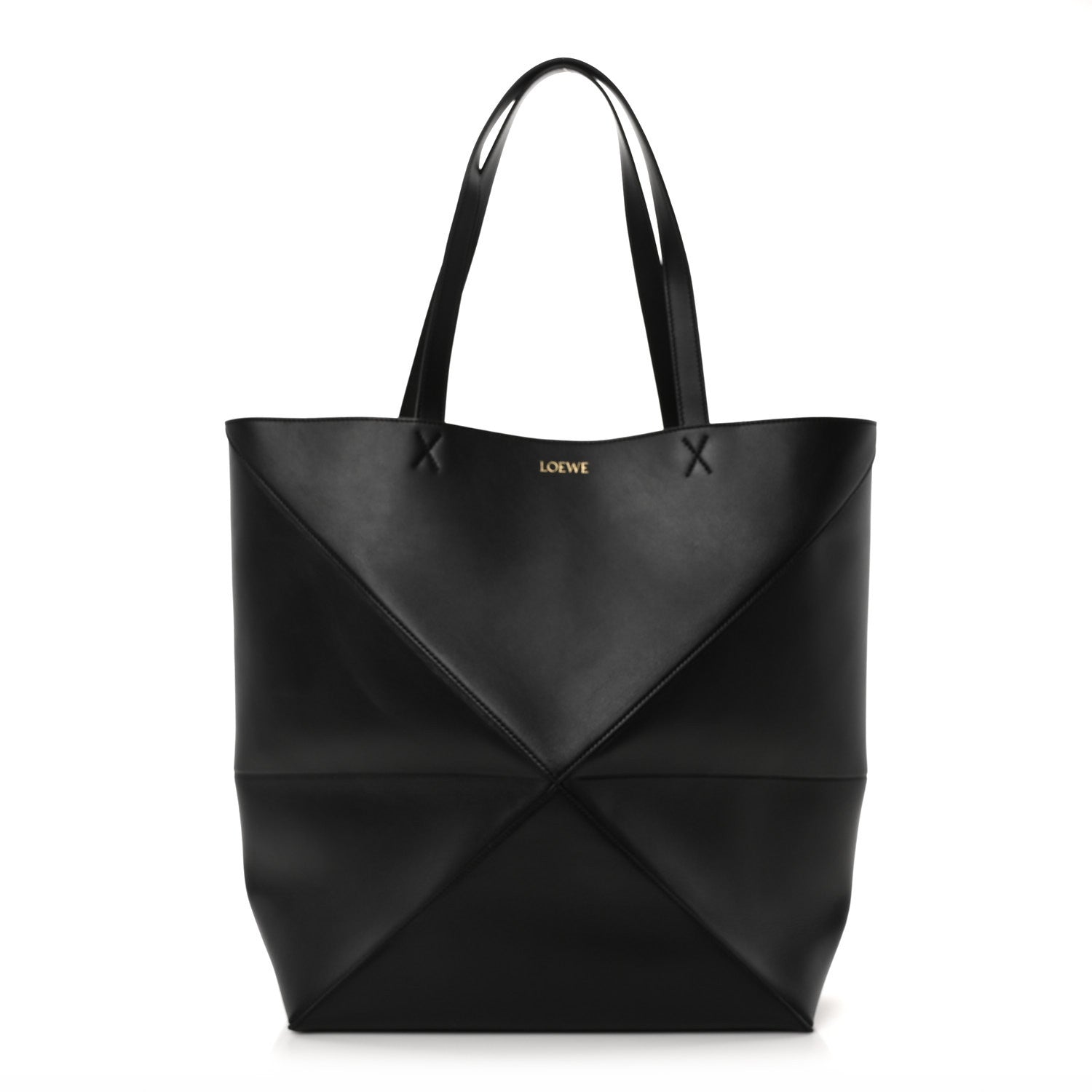 Loewe Shiny Calfskin Large Puzzle Fold Tote Black 1 of 9