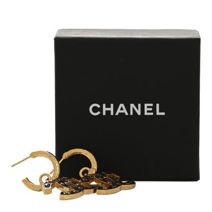 Chanel Metal Glitter Sparkle CC Star Drop Earrings Gold Black 5 of 5