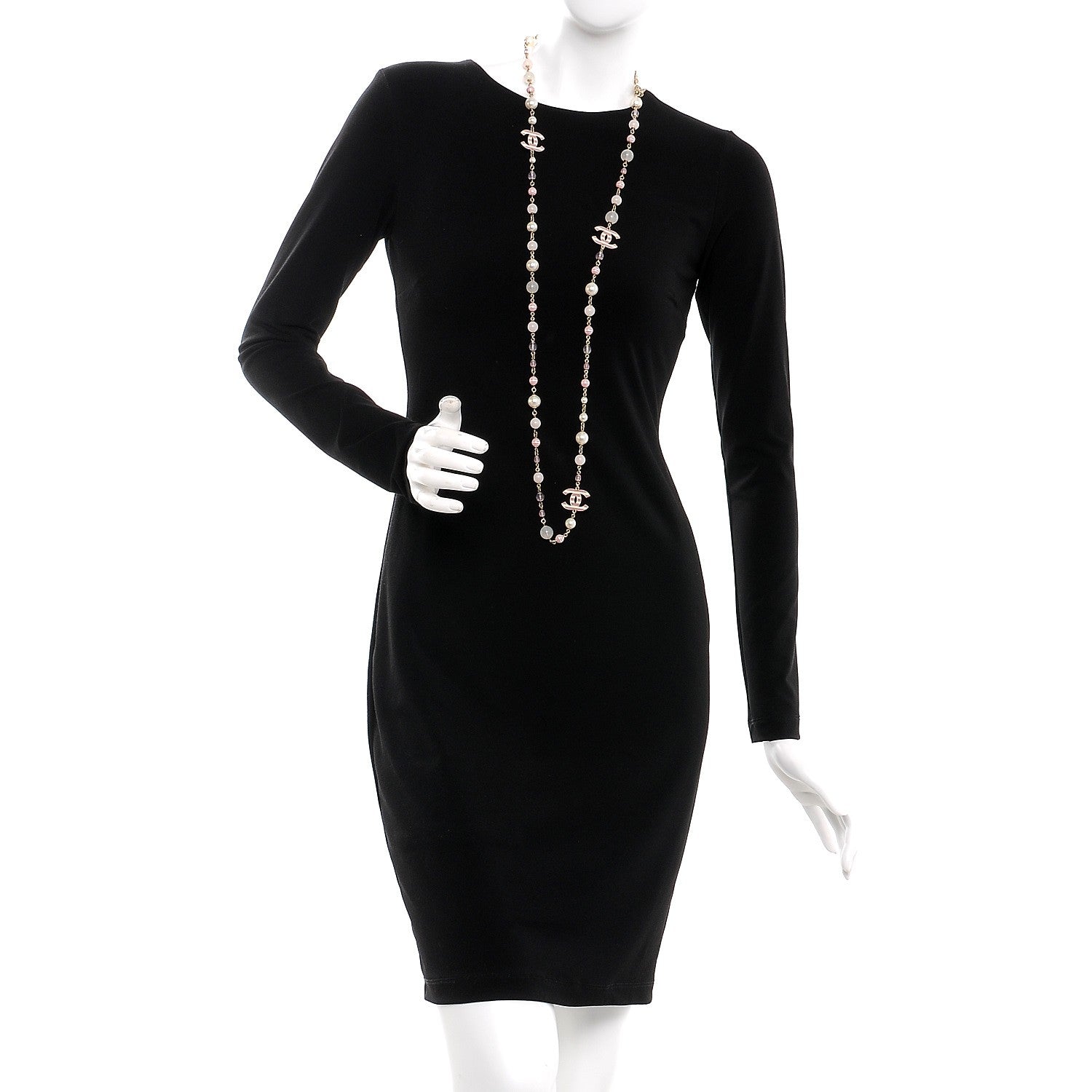 Chanel Enamel Striped Pearl CC Long Necklace Pink Gold 2 of 7