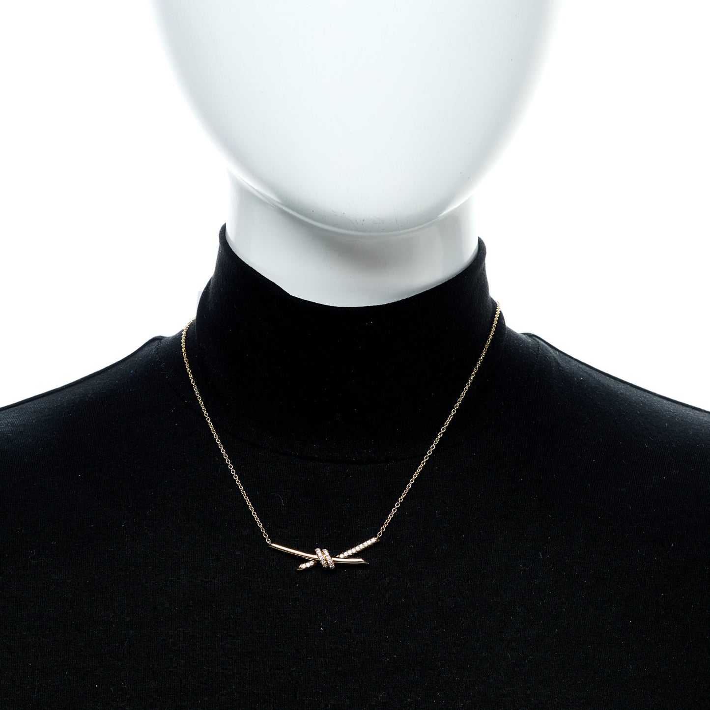 18K Yellow Gold Diamond Knot Necklace