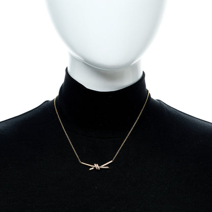 Tiffany 18K Yellow Gold Diamond Knot Necklace 2 of 7