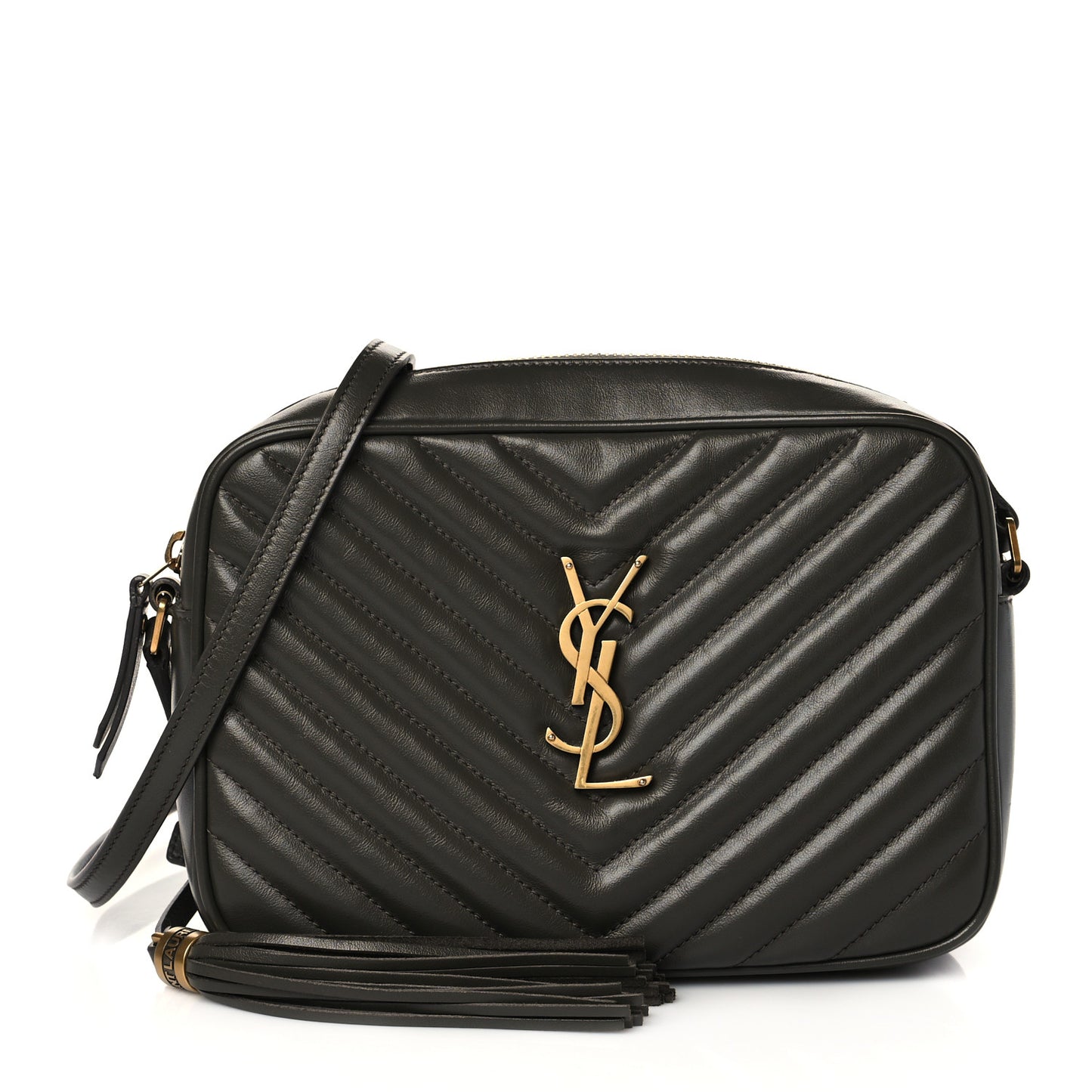 Calfskin Matelasse Monogram Lou Camera Bag Grey Kaki