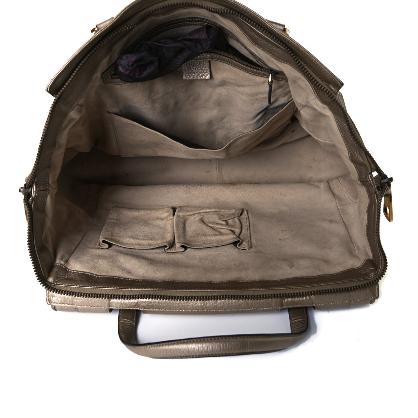 Metallic Pebbled Calfskin Medium 1973 Top Handle Satchel Golden Beige